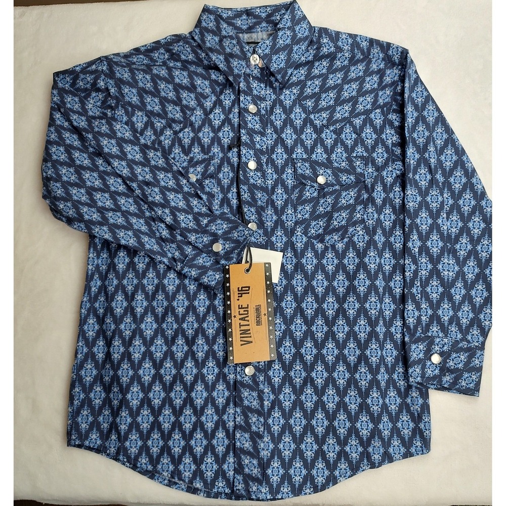 Rock and Roll Denim‎ Kids Western Shirt Blue Print Size S